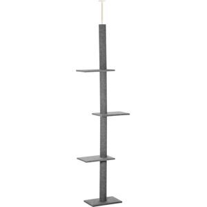 PawHut Cat Tree Tower, Floor to Ceiling with 3 Perches, Scratching Posts, Activity Centre for Kittens, Grey Aosom UK PawHut Cat Tree Tower, Floor to Ceiling with 3 Perches, Scratching Posts, Activity Centre for Kittens, Grey Aosom UK