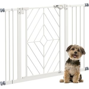 PawHut Pressure Fit Stair Gate Dog Gate w/ Auto Closing Door, Double Locking, Easy Installation, for 74-100cm Openings - White Aosom UK PawHut Pressure Fit Stair Gate Dog Gate w/ Auto Closing Door, Double Locking, Easy Installation, for 74-100cm Openings - White Aosom UK
