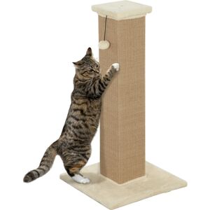 PawHut 81cm Cat Scratcher, Vertical Full Scratcher w/ Natural Jute Rope, Hanging Ball, Soft Plush - Beige PawHut 81cm Cat Scratcher, Vertical Full Scratcher w/ Natural Jute Rope, Hanging Ball, Soft Plush - Beige