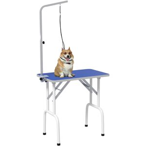 PawHut 32" Foldable Dog Grooming Table Pet Drying Beauty Table Adjustable Fixed Arm Rubber Top, Blue PawHut 32" Foldable Dog Grooming Table Pet Drying Beauty Table Adjustable Fixed Arm Rubber Top, Blue