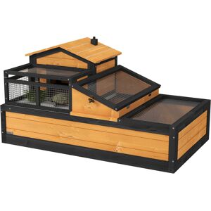 PawHut Wooden Tortoise House with Balcony, Tray, Roof, for Indoor and Outdoor, Yellow PawHut Wooden Tortoise House with Balcony, Tray, Roof, for Indoor and Outdoor, Yellow