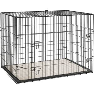PawHut Dog Crate with 2 Doors with Tray, Soft Cushion, Foldable Metal Dog Cage for Large Medium Dogs, 91 x 62 x 68, Black PawHut Dog Crate with 2 Doors with Tray, Soft Cushion, Foldable Metal Dog Cage for Large Medium Dogs, 91 x 62 x 68, Black