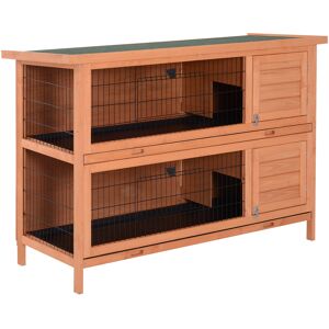 PawHut Double Decker Rabbit Hutch 4FT Guinea Pig Cage with No Leak Trays for Outdoor, Orange PawHut Double Decker Rabbit Hutch 4FT Guinea Pig Cage with No Leak Trays for Outdoor, Orange