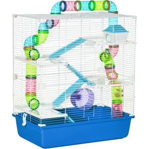 PawHut Large Hamster Cage, 5-Level Gerbil Haven, Small Rodent House, Tunnel Tube System, with Water Bottle, Exercise Wheel, Ramps, 59x36x 69 cm Blue PawHut Large Hamster Cage, 5-Level Gerbil Haven, Small Rodent House, Tunnel Tube System, with Water Bottle, Exercise Wheel, Ramps, 59x36x 69 cm Blue