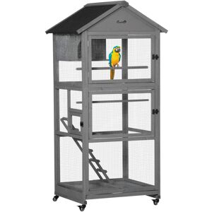 PawHut Bird Cage Mobile Wooden Aviary House for Canary Cockatiel Parrot with Wheel Perch Nest Ladder Slide-out Tray 86 x 78 x 180cm Dark Grey PawHut Bird Cage Mobile Wooden Aviary House for Canary Cockatiel Parrot with Wheel Perch Nest Ladder Slide-out Tray 86 x 78 x 180cm Dark Grey