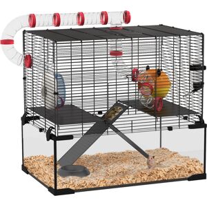 PawHut Gerbil Cage Dwarf Hamster Cage, with Deep Glass Bottom, Tunnels, Hut, Exercise Wheel, 60 x 40 x 57cm Aosom UK PawHut Gerbil Cage Dwarf Hamster Cage, with Deep Glass Bottom, Tunnels, Hut, Exercise Wheel, 60 x 40 x 57cm Aosom UK