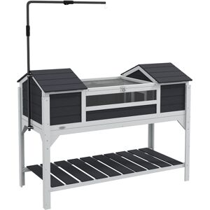 PawHut Wooden Tortoise Enclosure with Adjustable Lamp Holder, Openable Lid, Dual Main Houses, Storage Shelf, Fixed Tray - Grey Aosom UK PawHut Wooden Tortoise Enclosure with Adjustable Lamp Holder, Openable Lid, Dual Main Houses, Storage Shelf, Fixed Tray - Grey Aosom UK