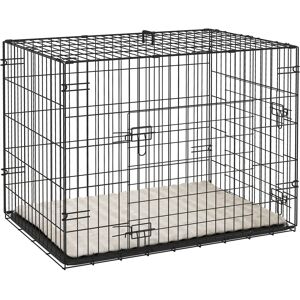 PawHut Dog Crate with 2 Doors with Tray, Soft Cushion, Foldable Metal Dog Cage for Small Dogs, 76 x 53 x 60, Black PawHut Dog Crate with 2 Doors with Tray, Soft Cushion, Foldable Metal Dog Cage for Small Dogs, 76 x 53 x 60, Black