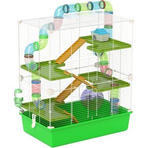 PawHut Hamster Cage w/ Water Bottle, Exercise Wheel, Tubes, Ramps - Green Aosom UK PawHut Hamster Cage w/ Water Bottle, Exercise Wheel, Tubes, Ramps - Green Aosom UK
