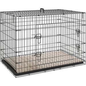PawHut Dog Crate with 2 Doors with Tray, Soft Cushion, Foldable Metal Dog Cage for Extra and Large Dogs, 105 x 70 x 75, Black PawHut Dog Crate with 2 Doors with Tray, Soft Cushion, Foldable Metal Dog Cage for Extra and Large Dogs, 105 x 70 x 75, Black