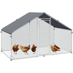 PawHut Large Chicken Coop, Covered Run for Chickens, Galvanised Hen House with Water-Resist Cover, 3 x 1.7 x 1.9m Aosom UK PawHut Large Chicken Coop, Covered Run for Chickens, Galvanised Hen House with Water-Resist Cover, 3 x 1.7 x 1.9m Aosom UK