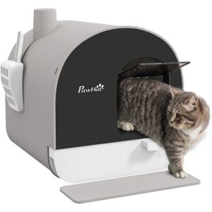 PawHut Hooded Cat Litter Box, Kitten Litter Tray, with Lid, Scoop, Filter, Flap Door, Light Grey Aosom UK PawHut Hooded Cat Litter Box, Kitten Litter Tray, with Lid, Scoop, Filter, Flap Door, Light Grey Aosom UK