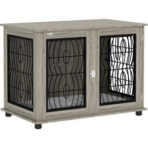 PawHut 37" Indoor Dog Crate Furniture End Table with Soft Washable Cushion, Lockable Front Door, for Large Dogs Aosom UK PawHut 37" Indoor Dog Crate Furniture End Table with Soft Washable Cushion, Lockable Front Door, for Large Dogs Aosom UK