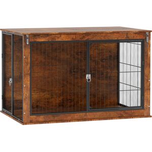 PawHut Dog 46.46’‘ Crate Furniture with Flip-up Top, 2 Lockable Doors, for Extra Large Dogs, Rustic Brown Aosom UK PawHut Dog 46.46’‘ Crate Furniture with Flip-up Top, 2 Lockable Doors, for Extra Large Dogs, Rustic Brown Aosom UK