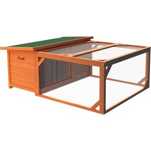 PawHut Rabbit Hutch Small Animal Guinea Pig House Off-ground Ferret Bunny Cage Backyard with Openable Main House & Run Roof 125.5 x 100 x 49cm Orange PawHut Rabbit Hutch Small Animal Guinea Pig House Off-ground Ferret Bunny Cage Backyard with Openable Main House & Run Roof 125.5 x 100 x 49cm Orange