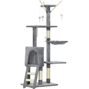 PawHut Cat Scratching Post, Cat Tree for Indoor Cats, Climbing Tower Scratcher with Ladder, Kitty Activity Centre, 135cm, Grey Aosom UK PawHut Cat Scratching Post, Cat Tree for Indoor Cats, Climbing Tower Scratcher with Ladder, Kitty Activity Centre, 135cm, Grey Aosom UK