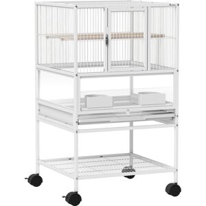 PawHut Bird Cage with Rolling Stand, Acrylic Viewing Panels, Storage Shelf, for Budgie, Parakeet, 48 x 46 x 83 cm PawHut Bird Cage with Rolling Stand, Acrylic Viewing Panels, Storage Shelf, for Budgie, Parakeet, 48 x 46 x 83 cm
