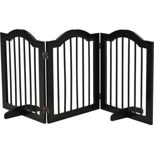 PawHut Freestanding Dog Gate, Wooden Foldable Pet Fence, Safety Barrier for House Doorway Stairs, with Support Feet, Small, Black Aosom UK PawHut Freestanding Dog Gate, Wooden Foldable Pet Fence, Safety Barrier for House Doorway Stairs, with Support Feet, Small, Black Aosom UK