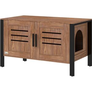 PawHut Cat Litter Box Enclosure with Tall Legs, Scratching Board, Double Doors, Ventilation Holes, 80 x 45 x 50 cm, Dark Brown PawHut Cat Litter Box Enclosure with Tall Legs, Scratching Board, Double Doors, Ventilation Holes, 80 x 45 x 50 cm, Dark Brown