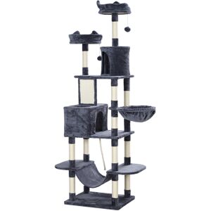 PawHut 206cm Cat Tree, Multi-Level Cat Tower with Scratching Posts and Board, Beds, Condos, Platforms, Toy Balls, Dark Grey PawHut 206cm Cat Tree, Multi-Level Cat Tower with Scratching Posts and Board, Beds, Condos, Platforms, Toy Balls, Dark Grey