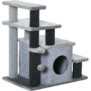 PawHut Pet Stairs: Adjustable Height Steps with Detachable Cover, Hanging Toy for Feline Loungers, Grey Aosom UK PawHut Pet Stairs: Adjustable Height Steps with Detachable Cover, Hanging Toy for Feline Loungers, Grey Aosom UK