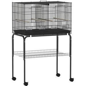PawHut Bird Cage with Divider, 4 Wooden Perches, Slide Out Tray, 4 Feeders, for Budgie, Lovebird, Canary, 76 x 46 x 116cm Black PawHut Bird Cage with Divider, 4 Wooden Perches, Slide Out Tray, 4 Feeders, for Budgie, Lovebird, Canary, 76 x 46 x 116cm Black