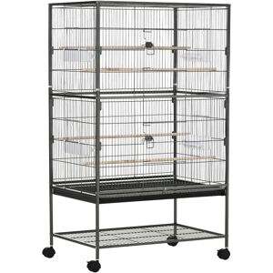PawHut Large Bird Cage Budgie Cage for Finch Canaries Parakeet w/ Rolling Stand, Slide-out Tray, Shelf, Food Containers, Dark Grey Aosom UK PawHut Large Bird Cage Budgie Cage for Finch Canaries Parakeet w/ Rolling Stand, Slide-out Tray, Shelf, Food Containers, Dark Grey Aosom UK