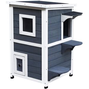 PawHut Solid Wood 2-Floor Cat Condo Kitten Shelter with Window Aosom UK PawHut Solid Wood 2-Floor Cat Condo Kitten Shelter with Window Aosom UK