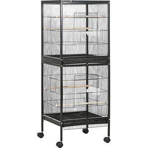 PawHut Bird Cage Budgie Cage 2 In 1 Large Aviary with Wheels Removable Trays for Finch Canaries Cockatiels Black PawHut Bird Cage Budgie Cage 2 In 1 Large Aviary with Wheels Removable Trays for Finch Canaries Cockatiels Black