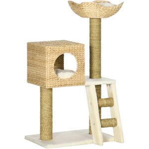 PawHut Cat Tree for Indoor Cats Kitten Tower Cattail Weave with Scratching Posts, Cat House, Bed, Washable Cushions Natural, 57 x 37 x 100.5 cm PawHut Cat Tree for Indoor Cats Kitten Tower Cattail Weave with Scratching Posts, Cat House, Bed, Washable Cushions Natural, 57 x 37 x 100.5 cm