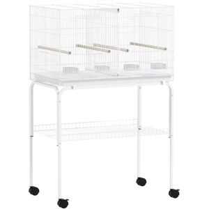 PawHut Bird Cage with Divider, 4 Wooden Perches, Slide Out Tray, 4 Feeders, for Budgie, Lovebird, Canary, 76 x 46 x 116cm White PawHut Bird Cage with Divider, 4 Wooden Perches, Slide Out Tray, 4 Feeders, for Budgie, Lovebird, Canary, 76 x 46 x 116cm White