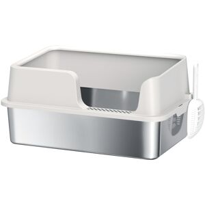 PawHut Stainless Steel Litter Box with Detachable Rim, Easy Clean, Odour-Resistant with Scoop, 60 x 40 x 28 cm Aosom UK PawHut Stainless Steel Litter Box with Detachable Rim, Easy Clean, Odour-Resistant with Scoop, 60 x 40 x 28 cm Aosom UK