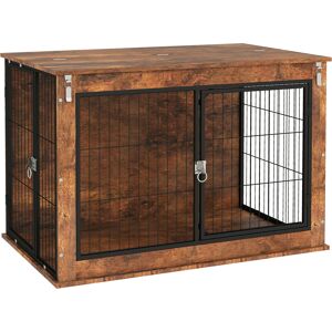 PawHut Dog Crate Furniture with Flip-up Top, 2 Doors, for Large Dogs, 98 x 60 x 65.5cm, Rustic Brown PawHut Dog Crate Furniture with Flip-up Top, 2 Doors, for Large Dogs, 98 x 60 x 65.5cm, Rustic Brown