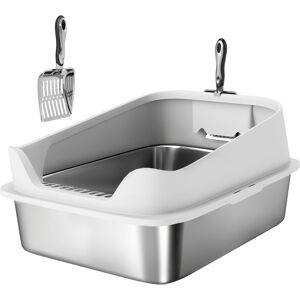 PawHut XL Stainless Steel Cat Litter Box with High Sides, Metal Scoop, 60 x 40 x 30 cm PawHut XL Stainless Steel Cat Litter Box with High Sides, Metal Scoop, 60 x 40 x 30 cm