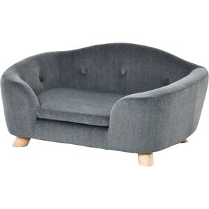 PawHut Pet Sofa, Modern Dog Bed & Puppy Lounge, with Wooden Frame & Washable Cushion, 70x47x30cm, Grey PawHut Pet Sofa, Modern Dog Bed & Puppy Lounge, with Wooden Frame & Washable Cushion, 70x47x30cm, Grey