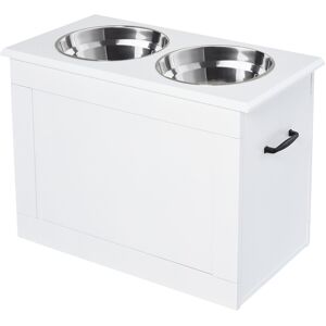 PawHut Elevated Pet Feeder Station with Storage, Includes 2 Stainless Steel Bowls, Ideal for Large Dogs, White Aosom UK PawHut Elevated Pet Feeder Station with Storage, Includes 2 Stainless Steel Bowls, Ideal for Large Dogs, White Aosom UK