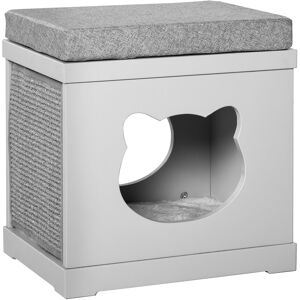 PawHut Cat House Bed Kitten Cave Cube Indoor for Small Pet with Removable Sisal Scratching Pads Soft Cushions, 41x30x36 cm, Grey Aosom UK PawHut Cat House Bed Kitten Cave Cube Indoor for Small Pet with Removable Sisal Scratching Pads Soft Cushions, 41x30x36 cm, Grey Aosom UK