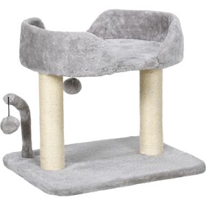 PawHut Indoor Cat Tree: Compact Activity Centre with Sisal Scratching Post & Toy Balls, Light Grey, 42cm Aosom UK PawHut Indoor Cat Tree: Compact Activity Centre with Sisal Scratching Post & Toy Balls, Light Grey, 42cm Aosom UK