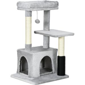 PawHut Cat Tree Tower with Sisal Scratching Posts, Kitten Climbing Activity Centre, Massage Toy Included, 48 x 48 x 80cm, Light Grey Aosom UK PawHut Cat Tree Tower with Sisal Scratching Posts, Kitten Climbing Activity Centre, Massage Toy Included, 48 x 48 x 80cm, Light Grey Aosom UK