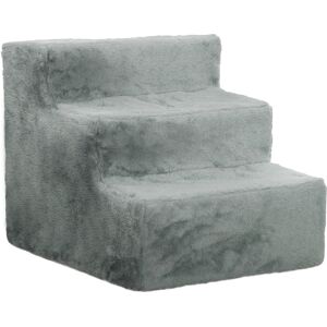 PawHut Three-Step Dog Stairs, with Washable Plush Cover, for High Bed Sofa, Dog Stairs for Small Dog and Cat - Light Grey Aosom UK PawHut Three-Step Dog Stairs, with Washable Plush Cover, for High Bed Sofa, Dog Stairs for Small Dog and Cat - Light Grey Aosom UK