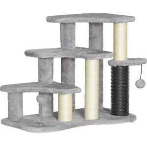 PawHut Pet Stairs w/ Scratching Tickling Post, Cat Tree 2 in 1 with 2 Toy Balls, Suitable for Cats under 5kg for Bed, Sofa, Light Grey Aosom UK PawHut Pet Stairs w/ Scratching Tickling Post, Cat Tree 2 in 1 with 2 Toy Balls, Suitable for Cats under 5kg for Bed, Sofa, Light Grey Aosom UK