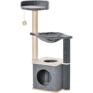 PawHut Cat Tower, 95cm Climbing Kitten Activity Centre with Sisal Scratching Posts, Perch, Spacious Condo, and Hammock, Grey Aosom UK PawHut Cat Tower, 95cm Climbing Kitten Activity Centre with Sisal Scratching Posts, Perch, Spacious Condo, and Hammock, Grey Aosom UK
