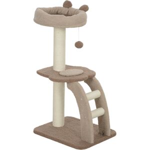 PawHut Cat Tee for Indoor Cats, 88cm Cat Tower with Sisal Scratching Post, Hanging Ball, Large Cat Perch, Stairs, Brown Aosom UK PawHut Cat Tee for Indoor Cats, 88cm Cat Tower with Sisal Scratching Post, Hanging Ball, Large Cat Perch, Stairs, Brown Aosom UK