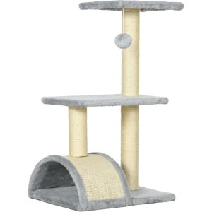 PawHut Compact Cat Tree for Indoor Use, Multi-Level with Sisal Scratching Posts, Cushioned Platform, Hanging Ball, Light Grey Aosom UK PawHut Compact Cat Tree for Indoor Use, Multi-Level with Sisal Scratching Posts, Cushioned Platform, Hanging Ball, Light Grey Aosom UK