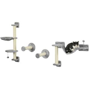 PawHut Cat Shelves Fit Cat Up to 5kg, 4-Piece Set with Hammock, Perches, Ladder, Scratching Post, Safe for Cats to Play, Grey Aosom UK PawHut Cat Shelves Fit Cat Up to 5kg, 4-Piece Set with Hammock, Perches, Ladder, Scratching Post, Safe for Cats to Play, Grey Aosom UK