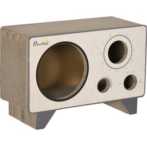 PawHut 2 in 1 Cat Scratcher, Radio Shape Cat House with Catnip, 57 x 24.5 x 39cm, Natural Wood Finish Aosom UK PawHut 2 in 1 Cat Scratcher, Radio Shape Cat House with Catnip, 57 x 24.5 x 39cm, Natural Wood Finish Aosom UK