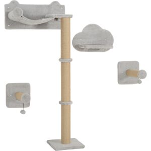 PawHut Cat Shelves w/ Scratching Post, Steps, Jumping Platform, Ladder, Toy Balls, 4 Piece for Indoor Cats, Light Grey Aosom UK PawHut Cat Shelves w/ Scratching Post, Steps, Jumping Platform, Ladder, Toy Balls, 4 Piece for Indoor Cats, Light Grey Aosom UK