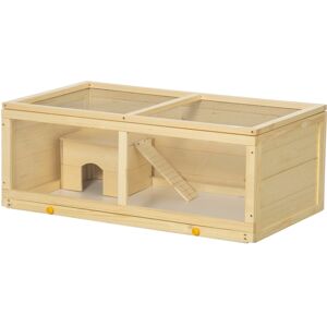PawHut Wooden Hamster Cage with Sliding Tray, Openable Top, Hut for Syrian Hamsters, Natural Wood PawHut Wooden Hamster Cage with Sliding Tray, Openable Top, Hut for Syrian Hamsters, Natural Wood