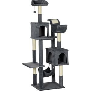 PawHut 177cm Cat Tree for Indoor Cats, Multi-level Kitten Climbing Tower w/ Scratching Posts, Condos, Hammock, Perches, Toy Ball, Dark Grey Aosom UK PawHut 177cm Cat Tree for Indoor Cats, Multi-level Kitten Climbing Tower w/ Scratching Posts, Condos, Hammock, Perches, Toy Ball, Dark Grey Aosom UK