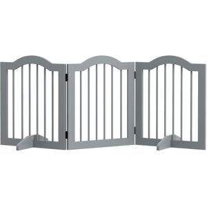 PawHut 3 Panels Dog Gate w/ Support Feet Fence Safety Barrier Freestanding Wood Light Grey Aosom UK PawHut 3 Panels Dog Gate w/ Support Feet Fence Safety Barrier Freestanding Wood Light Grey Aosom UK